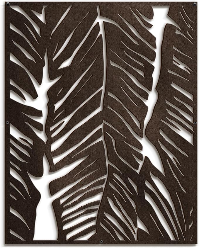 SIGNLEADER Metal Wall Art Decor Bronze Plant Leaves Minimalist Modern Abstract Wall Sculpture Hangings Home Decoration for Living Room, Bedroom, Bathroom, Kitchen, Outdoor - 18" Bronze