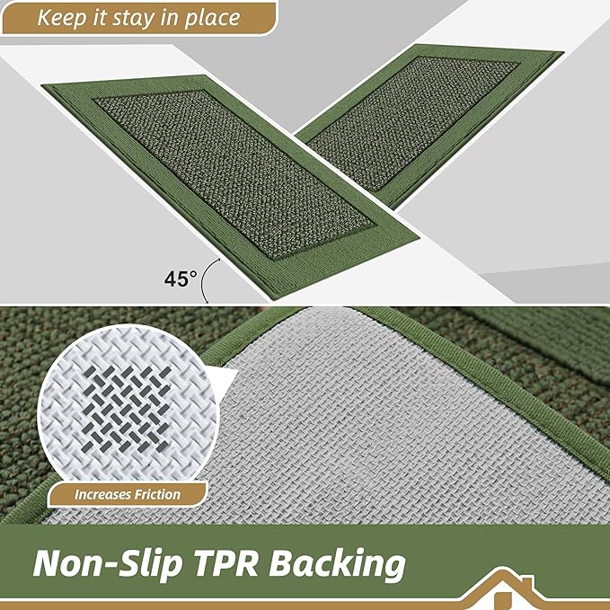 BEQHAUSE Kitchen Runner Rug 24"x60", Kitchen Rugs Non-Slip Kitchen Mats for Floor, Absorbent and Stain Resistant Kitchen Mats, Machine Washable Rugs for Kitchen, Hallway, Laundry & Sink, Green