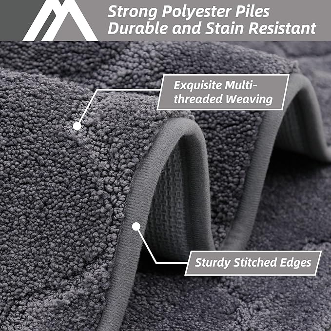 COSY HOMEER-Kitchen-Rugs-Non-Slip-Washable 24"x60" Absorbent Kitchen Runner Rug Polyester Kitchen Mats for Floor Soft Standing Floor Mats for Sink Mat,Hallway,Laundry,Dark Grey
