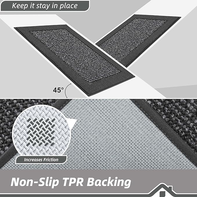 BEQHAUSE Kitchen Rugs 32"x48", Kitchen Runner Rug Non-Slip Kitchen Mats for Floor, Absorbent and Stain Resistant Kitchen Mats, Machine Washable Rugs for Kitchen, Hallway, Laundry & Sink, Charcoal