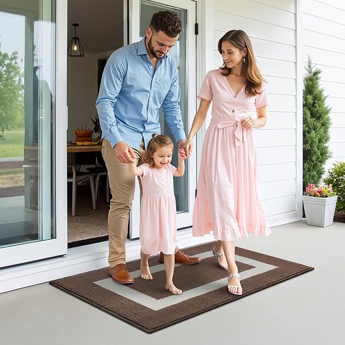 GRANNY SAYS Front Door Mat Outside Entrance, Door Mats for Entryway, Welcome Matt Non-Slip, Large Front Porch Mat Low Profile Resist Dirt, 48"x32", Dark Brown