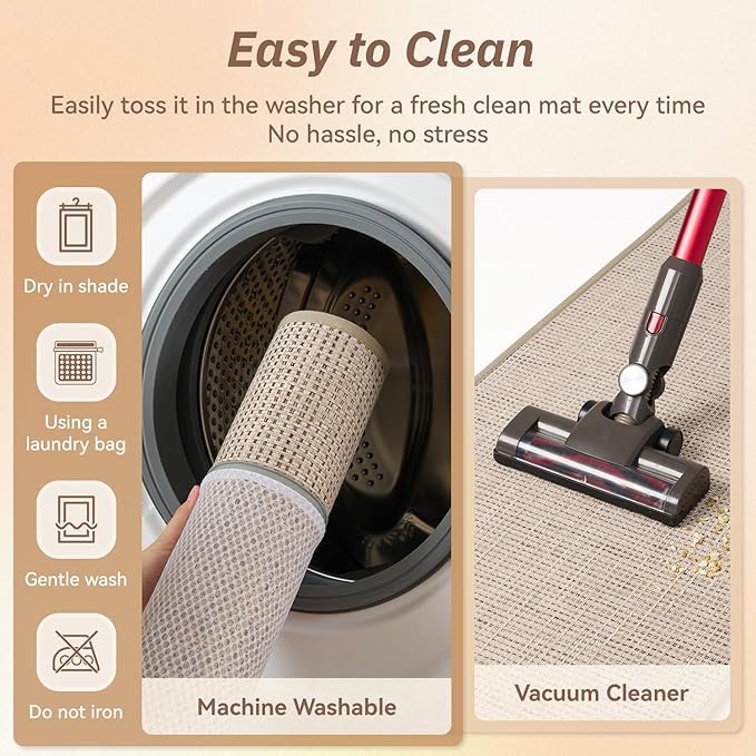 PADOOR Kitchen-Rugs Non Slip Washable, Kitchen-Mats for Floor Super Absorbent Kitchen Floor Mat, Rubber Backing Kitchen Runner Rug, Comfort Standing Mats in Front of Sink 20"x32" Beige