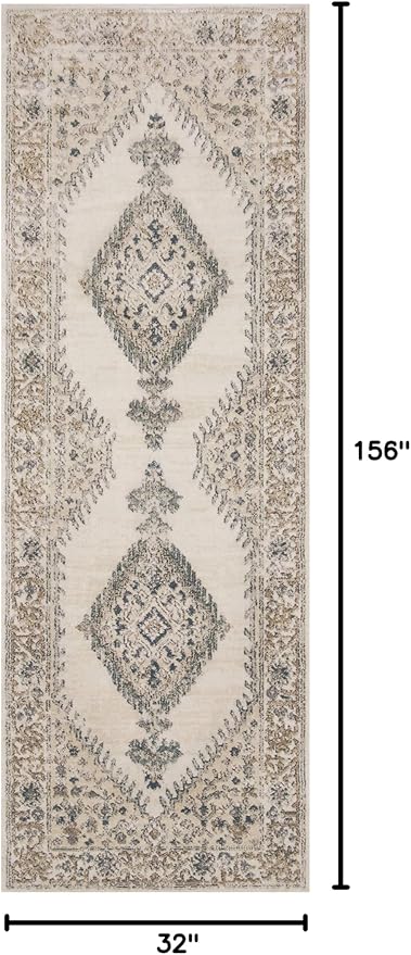 Loloi Teagan Collection TEA-02 Oatmeal/Ivory 2'-8" x 13' Runner Rug, Large, Soft Neutral Rug, High-Traffic for Living Room, Bedroom, Home Office, Dining Area
