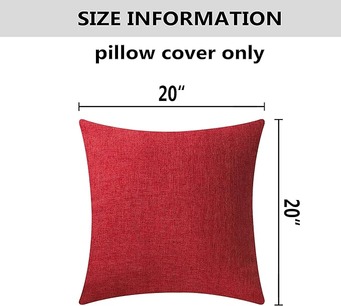 Home Brilliant Decorative Throw Pillow Covers 20 x 20 Red Burlap Linen Cushion Cover for Bench Valentine's Day, 20x20 inch (50x50cm), Burgundy