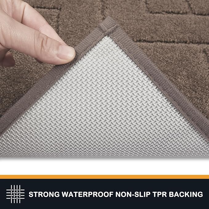 PURRUGS Dirt Trapping Door Mat 32" x 70", Non-Slip Machine Washable Entry Rug, Dog Doormat, Indoor Front Door Mat, Super Absorbent Entryway Rug for Muddy Shoes & Paws, Grayish Brown