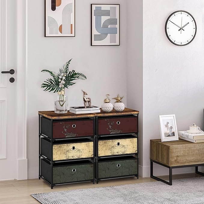 Nightstand with 3 Drawers, Clothes Storage Organizer, Small Fabric Dresser for Bedroom, Closet, Entryway, Hallway, Nursery, Dorm