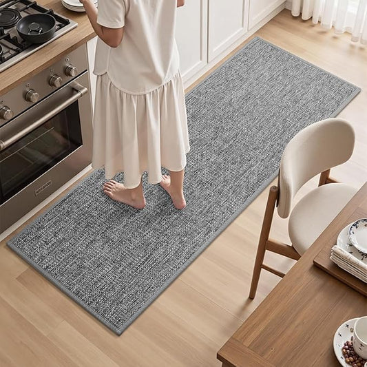 PADOOR Kitchen-Rugs Non Slip Washable, Kitchen-Mats for Floor Super Absorbent Kitchen Floor Mat, Rubber Backing Kitchen-Runner Rug, Comfort Standing Mats in Front of Sink 20"x47" Grey