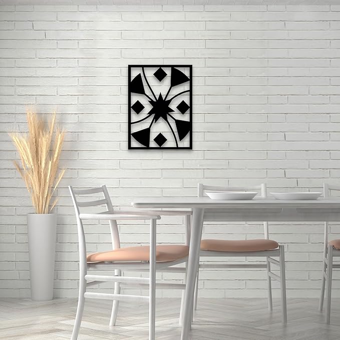 GlintHome Minimalist Wall Art - Black Abstract Metal Wall Decor 3D Textured Metal Wall Sculptures for Living Room Bedroom Bathroom Study Room