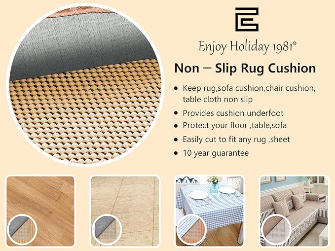 Non Slip Area Rug Pad Gripper - 4x6 Ft Strong Grip Carpet pad for Area Rugs and Hardwood Floors, Provides Protection and Cushion