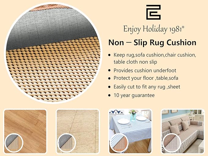 Non Slip Area Rug Pad Gripper - 2x3 Ft Strong Grip Carpet pad for Area Rugs and Hardwood Floors, Provides Protection and Cushion