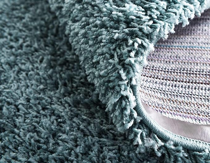 Unique Loom Solid Shag Collection Area Rug (2' 6" x 13' 1" Runner, Light Slate Blue)