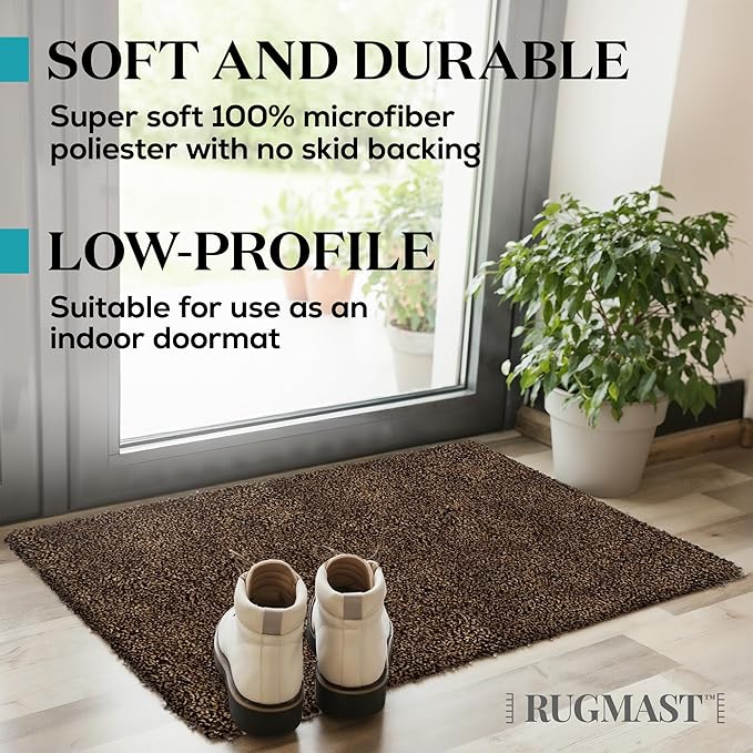 RugMast Premium Microfiber Indoor Door Mat – 36"x72" Washable Entry Mat, Non-Slip, Waterproof Backing, Super Absorbent, Low Profile Entryway Doormat for Indoor Entrance