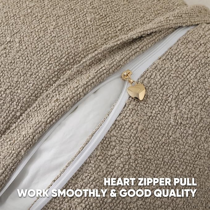 HAUSSY Set of 2 20x20 Decorative Throw Pillow Covers, Soft Cozy Textured Boucle Couch Cases, Home Decor for Couch Bed Living Room, Oatmeal