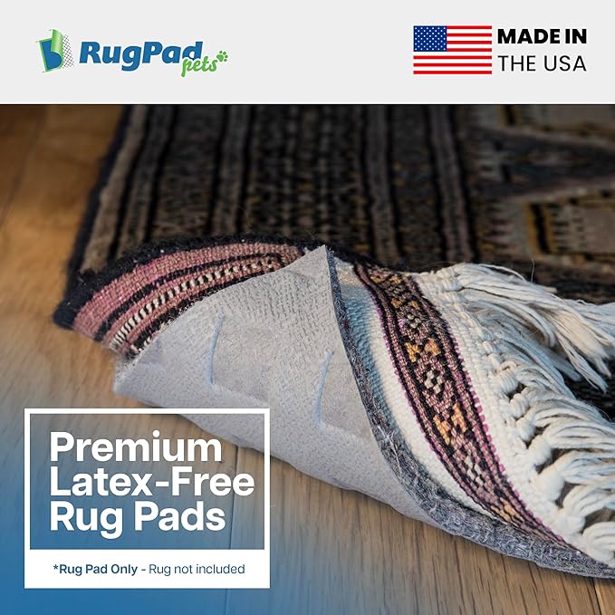 Waterproof Rug Pad, 2'6x10 ft (1/8" Thin) - Protect Floors, Non-Slip, Gripper for Area Rugs - Anti-Slip, Washable, Pet-Friendly Cushioned Underlay for Hardwood, Concrete, Tile