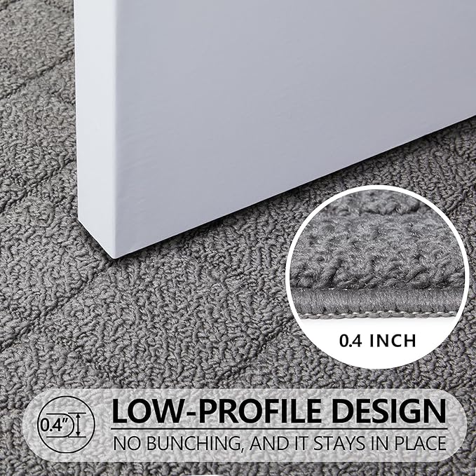 REFETONE Indoor Doormat, Front Back Door Mat 20"x32" Rubber Backing Non Slip Mats, Absorbent Washable Entrance Doormat for Entryway, Resist Dirt Low-Profile Inside Floor Mat for Muddy Shoes Light Grey