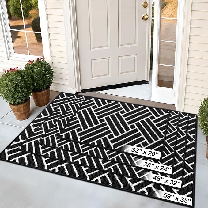OLANLY Indoor Door Mat, 32x20 Inch, Dirt Resistant and Absorbent, Non-Slip Rubber Backing Floor Mats, Easy Clean Low-Profile Doormat for Entryway, Front Door, and Inside Entrance, Deep Black