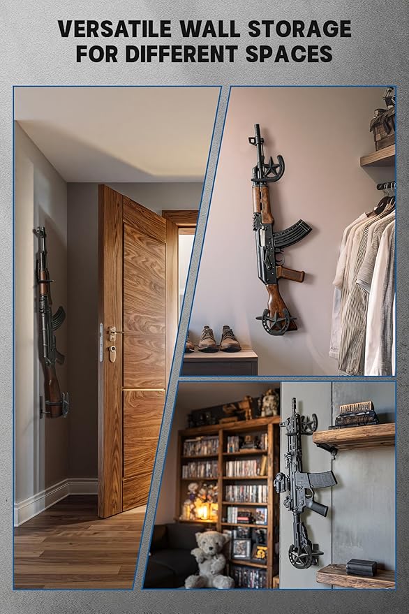 Adowes Gun Rack for Wall Western Shotgun Rifle Rack Wall Mount Metal Wall Gun Hanger Holder Display for Sword Bow Firearm Texas Star and Horseshoe