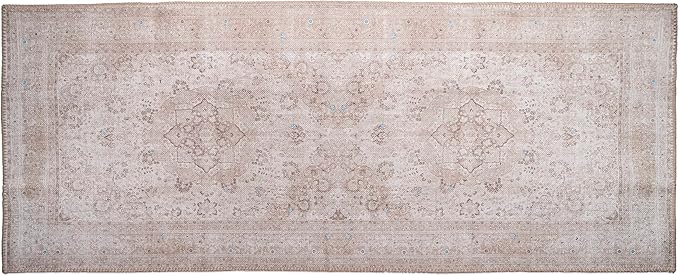 RugOver Machine Washable Area Rug, Pet-Friendly and Non-Slip Indoor Carpet for Kitchen, Bathroom, Living Room, Home Floor Decoration(Brown/Sand, 2'6" x 6'6")
