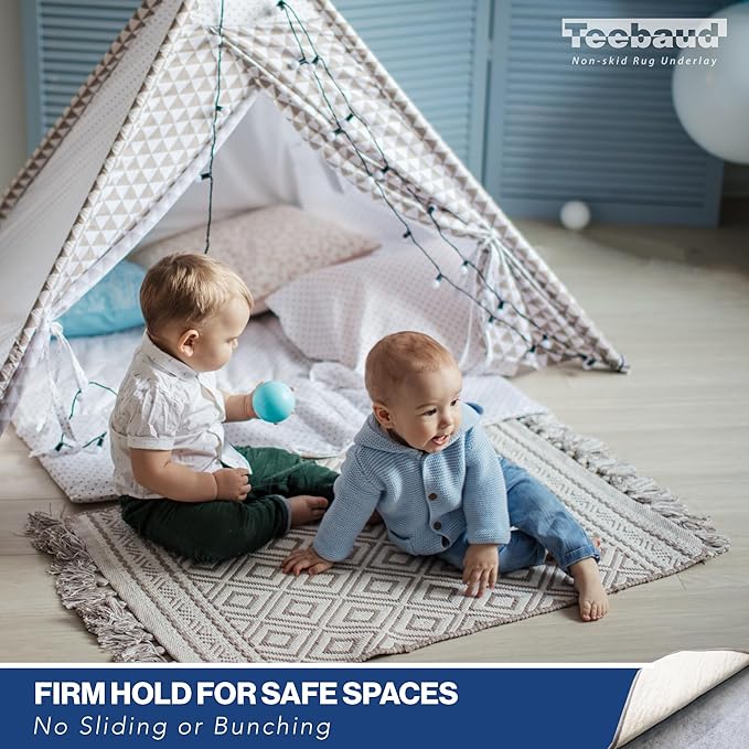 2' x 11' Non-Slip Rug Pad, Reversible Gripper, Non Skid Pads for Hardwood, Vinyl, Tile, Laminate Floors, Keep Area Rugs Secure, Natural Materials Safe for Indoor Flooring, ¼” Thick