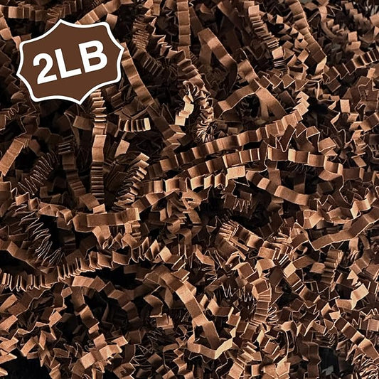 2LB Crinkle Paper Shred Filler for Gift Box Bag and Basket On Holidays(Dark Brown)