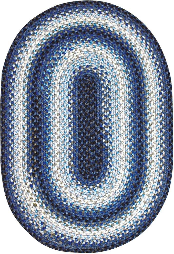 Juniper Blue Braided Oval Rug 20"x30" - Indoor Outdoor Washable - Coastal Country Decor for Kitchens and Entryways - Beautiful, Durable, Reversible, Pet Friendly and Soft