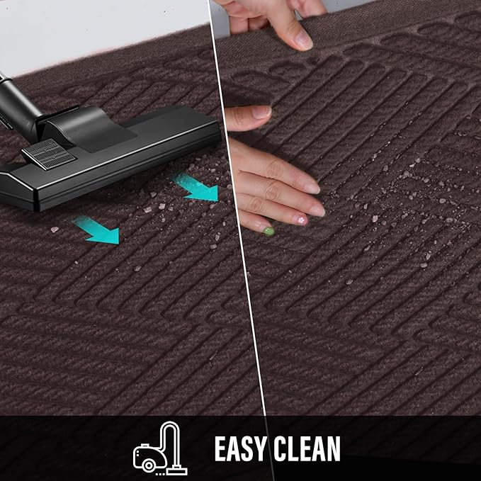HIYARD Sturdy Front Door Mat, Absorbent Muddy Dirt Resist Welcome Door Mats Outdoor Indoor, Stain and Fade Resistant, Non-Slip Rubber Backing Low Profile Doormat for Entryway, 47×32, Coffee