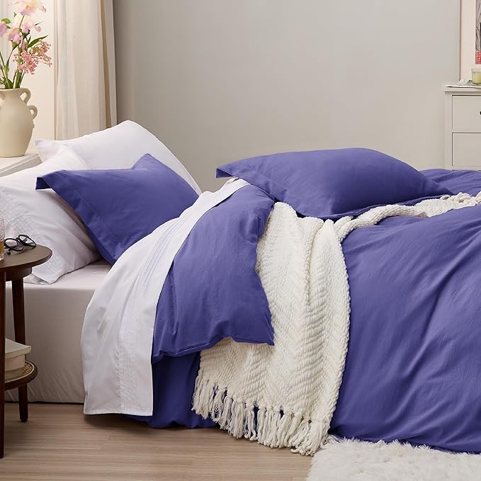 Bedsure Skipper Blue Duvet Cover Queen Size - 3 Pieces Prewashed Cotton-Like Extra Soft Bedding Set, Includes 1 Duvet Cover 90x90 Inches with Zipper Closure & 2 Pillow Shams, Comforter Not Included