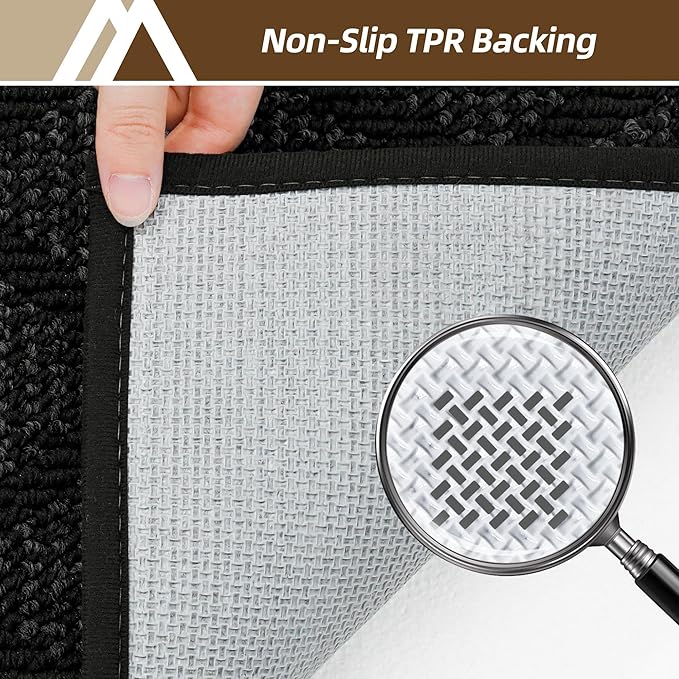 COSY HOMEER Non-Slip Door Mat 36"x60", Entryway Rugs Low Profile Absorbent Dirt Trapper Doormat for Front Entrance, Washable Polypropylene Entry Mat (Black)