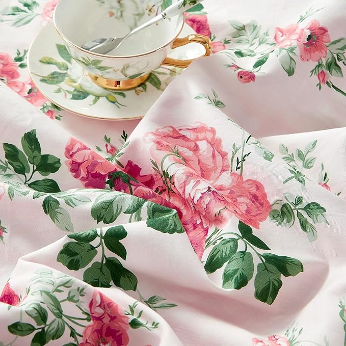 Botanical Floral Duvet Cover King Vintage Garden Flower Duvet Cover 100% Microfiber Floral Comforter Cover Reversible Pink Plaid Wildflower Duvet Cover with Zipper Ties Boho Cottagecore Bedding Set