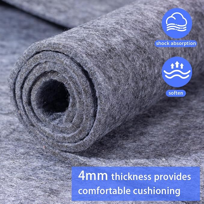 Extra Large Area Rug Cushioned Pad, 9x12 Ft Thick Felt Pad for Hardwood Floors, Keeps Rug in Place Soft
