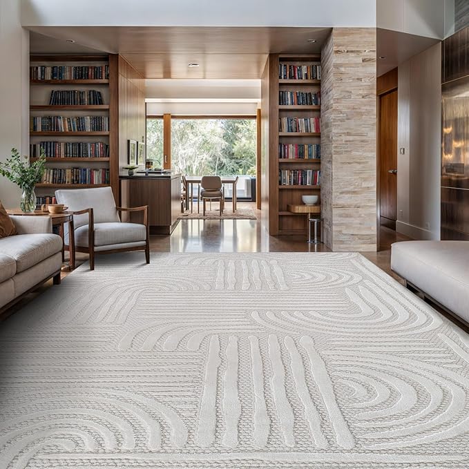 Modern Indoor Rug Orbit 4x6 Area Rugs for Living Room Luxury Kitchen Bedroom Durable Soft Geometric Durable Low and High Pile Stain Resistant Non Shedding Area Carpet 4x6