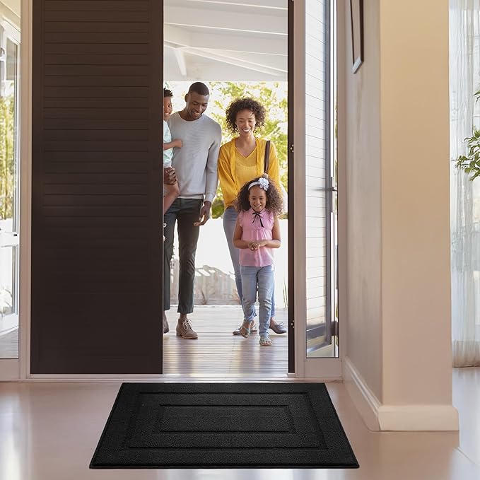 GRANNY SAYS Front Door Mat Indoor Entrance, Indoor Door Rugs for Entryway, Low-Profile, Non-Slip Outdoor Rugs, Washable Floor Mat, 36x24, Black