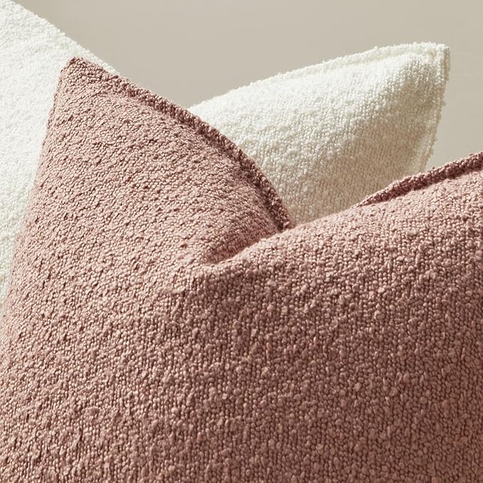 JUSPURBET 14x24 Throw Pillow Covers Set of 2 Decorative Pillow Covers for Couch Sofa Bed Cozy Boucle Textured Lumbar Cushion Covers Cases with Invisible Zipper for Living Room Home Decor,Jam