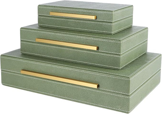 Shagreen Box, Decorative Storage Boxes with Lids, Faux Shagreen Decorative Box for Stacking Jewelry, Photo, Memory, Storage Boxes, Set of 3