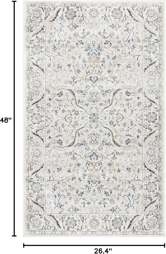 SAFAVIEH Isabella Collection Accent Rug - 2'2" x 4', Light Grey & Cream, Oriental Design, Non-Shedding & Easy Care, Ideal for High Traffic Areas in Entryway, Living Room, Bedroom (ISA912F)