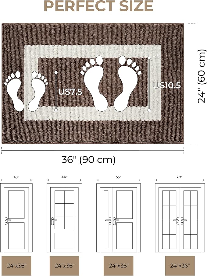 GRANNY SAYS Front Door Mat Outside Entrance, Door Mats for Entryway, Welcome Matt Non-Slip, Entryway Front Porch Mat Low Profile Resist Dirt Easy to Clean, 36"x24", Dark Brown