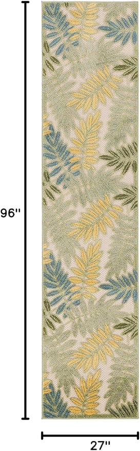 Nourison Home Aloha Green Multicolor 2'3" x 8' Area Rug - Easy Clean, Non Shedding, Bed Room, Living Room, Dining Room, Kitchen (8' Runner)