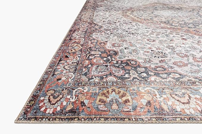 Loloi Wynter Collection WYN-01 Red/Multi 2'-6" x 7'-6" Runner Rug, .13" Thick, Area Rug, Soft, Durable, Printed, Vintage Inspired, Low Pile, Non-Shedding, Easy Clean, Living Room Rug