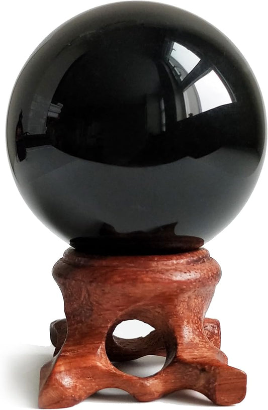 Mina Heal Black Obsidian Balls for Meditation, Divination, Feng Shui, and Crystal Healing – Obsidian Crystal Ball for Home Décor