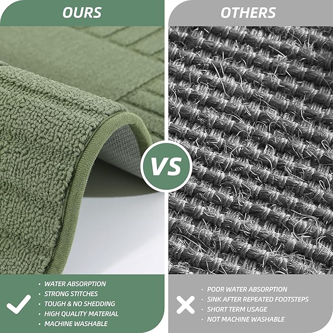 BEQHAUSE-Kitchen-Rugs-Non Slip-Kitchen-Mats-for-Floor Machine Washable Kitchen Rugs Absorbent Kitchen Carpet with TPR Non Skid Backing,Green, 24”x71”