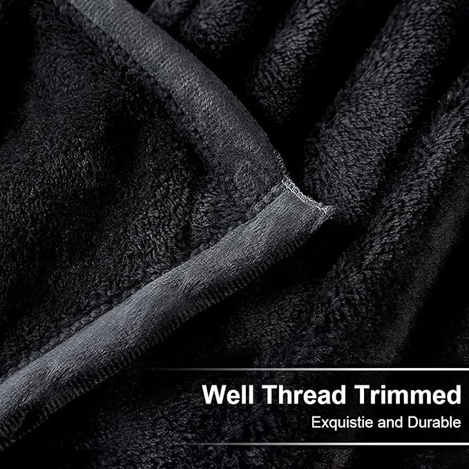 Soft Blanket Twin Size Warm Fuzzy Microplush Lightweight Thermal Fleece Blankets for Couch Bed Sofa,66x90 Inches,Black