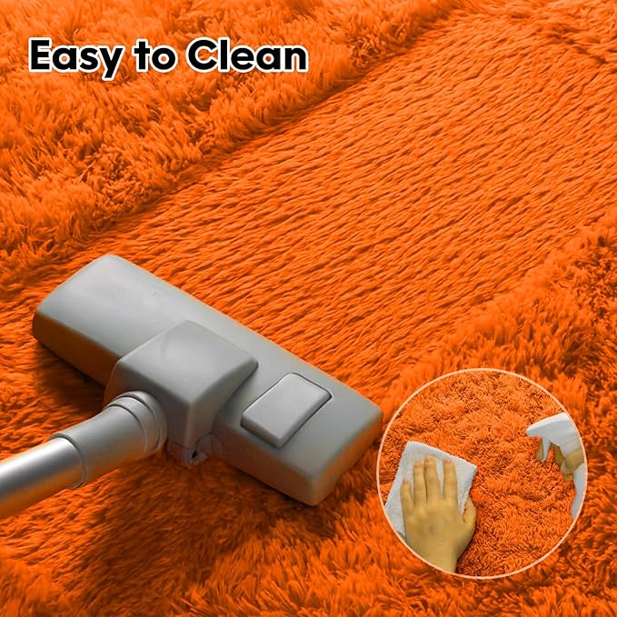 Mtandyx Area Rugs for Living Room, Orange 6x9 Rugs for Bedroom, Long Shaggy Furry Carpet Plush Fluffy Carpet, Non-Slip Upgrade, Suitable for Kids Dorm Home Decor Aesthetics.