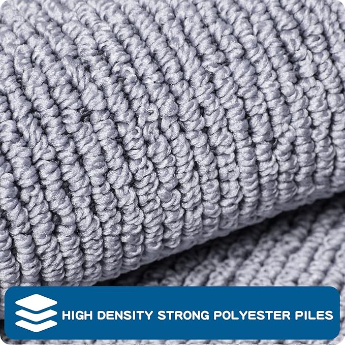 PURRUGS Machine Washable Kitchen Rug Set [2 PCS] (24" x 36"+ 24" x 60"), Non-Slip/Skid Kitchen Runner Rugs & Floor Mats, Super Absorbent Soft Area Rugs for Sink, Kitchen & Laundry, Grey