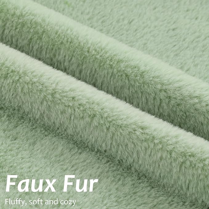 Pallene Faux Fur Plush Spring Throw Pillow Covers 26x26 Set of 2, Soft Fluffy Couch Pillow Covers for Living Room, Sage Green