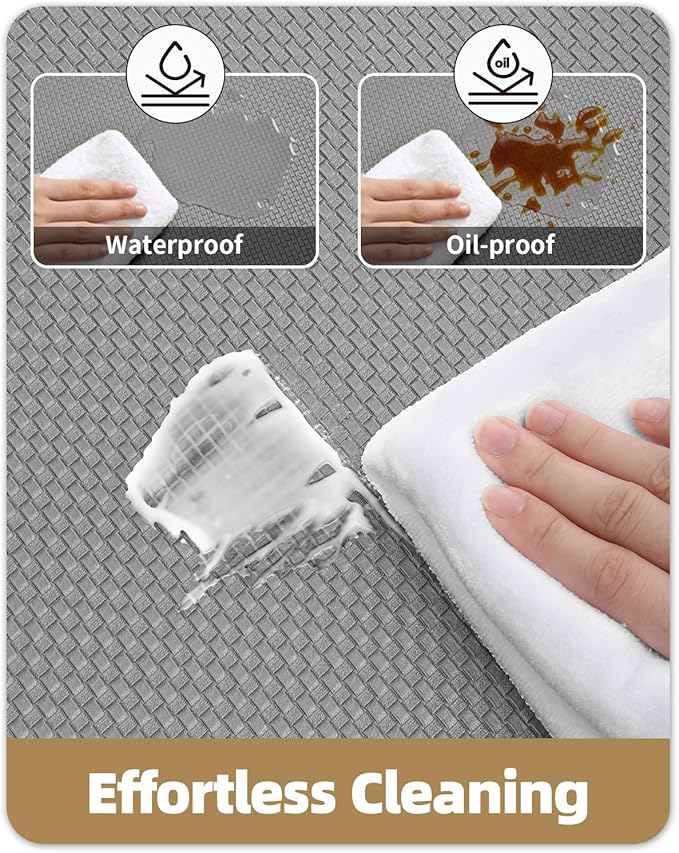 Color&Geometry Anti Fatigue Cushion Kitchen Mat for Floor -24"x94",Wide,Easy Clean, Water & Oil Proof, Anti Slip, Foam Rubber Runner Rug for Front Sink Comfort Standing,Grey