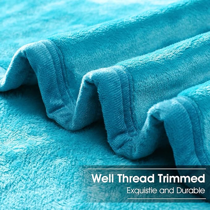 Soft Blanket Warm Fuzzy Microplush Lightweight Thermal Fleece Blankets for Couch Bed Sofa,California King102X108Inch,Turquoise