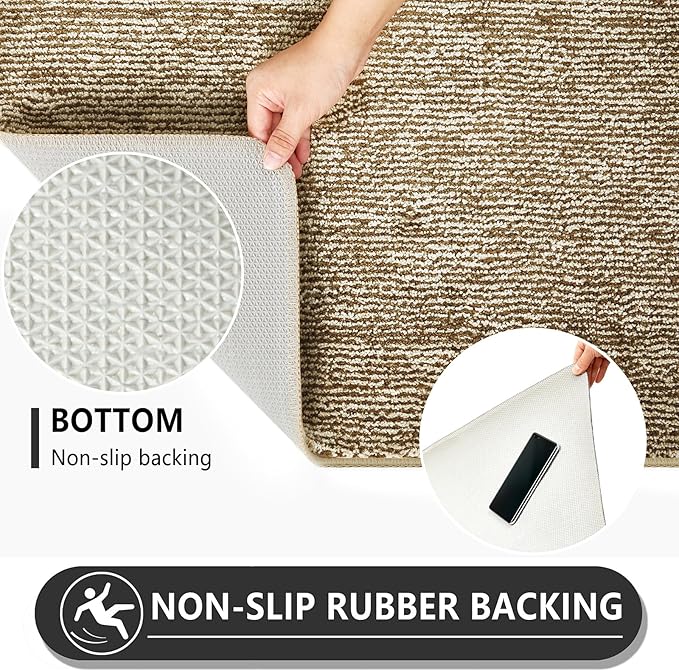 REFETONE Indoor Doormat, Front Door Mat 36"x60" Absorbent Rubber Backing Non Slip Back Door Mats, Washable Low-Profile Inside Floor Mat Door Rugs for Entryway, Resist Dirt Mud Mat for Dogs, Coffee