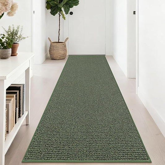BEQHAUSE Hallway Runner Rugs 2.6x8, Hallway Rug Non-Slip Washable(Rolled-Up NO Creases), Runner Rug Absorbent Stain Resistant Hall Rug Carpet Runner, Entryway Rugs Floor Mat Laundry Room Rugs, Green