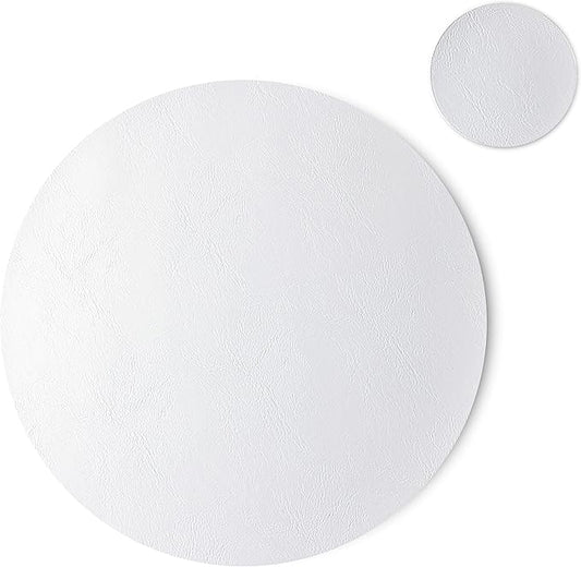 Set of 8 PU Leather Placemats, Waterproof Coffee Coasters, Kitchen Table Mats, Easy to Wipe Off for Dining Round Table