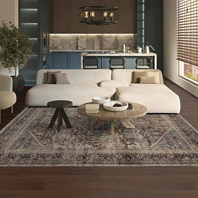 Domitapis Area Rug 6×9, Large Vintage Boho Rug,Ultra-Soft Low Pile, Washable, Non Slip,Stain Resistant, Printed Carpet for Living Room Bedrooms Playroom Office Kitchen,Oat/Antiquity